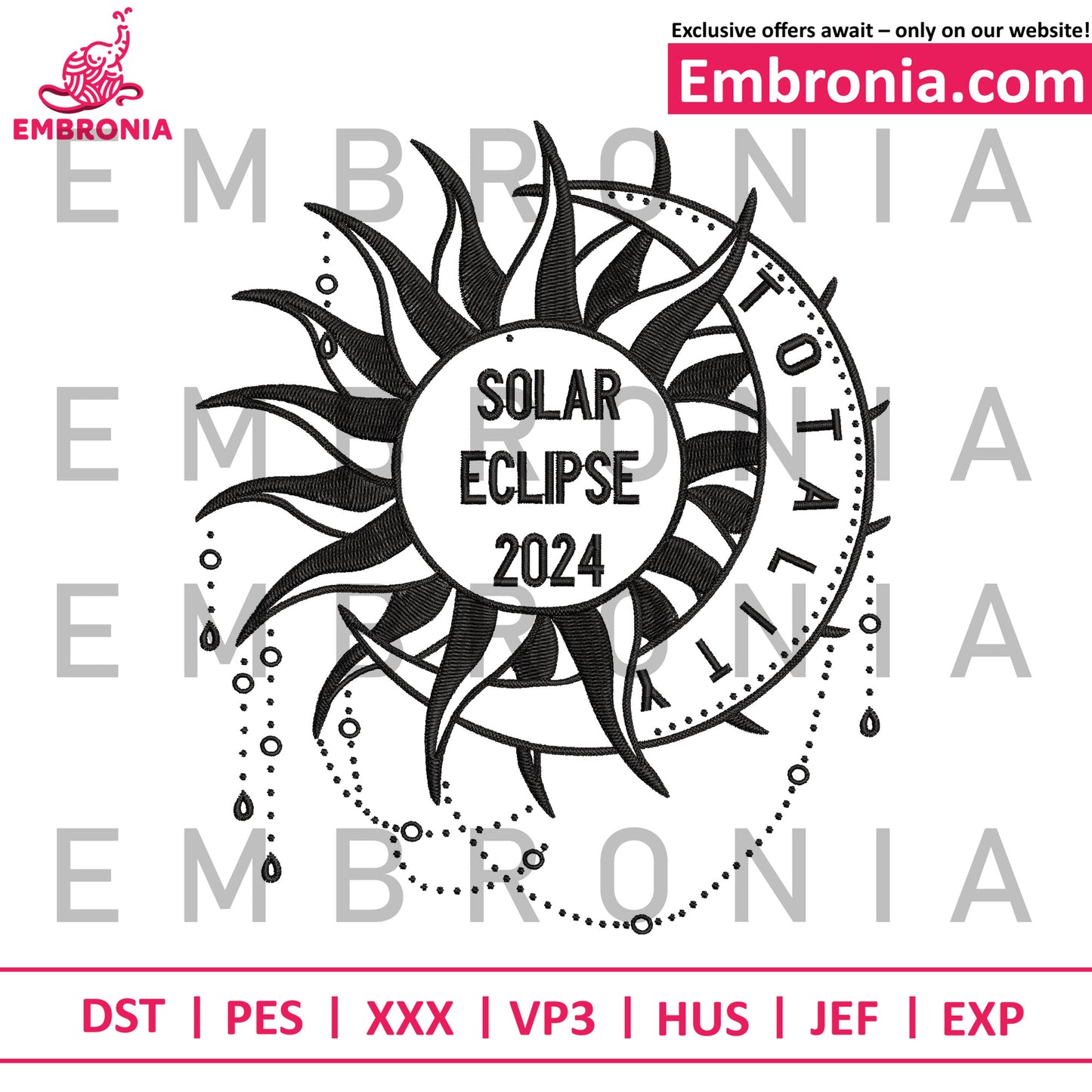 Solar eclipse embroidery
