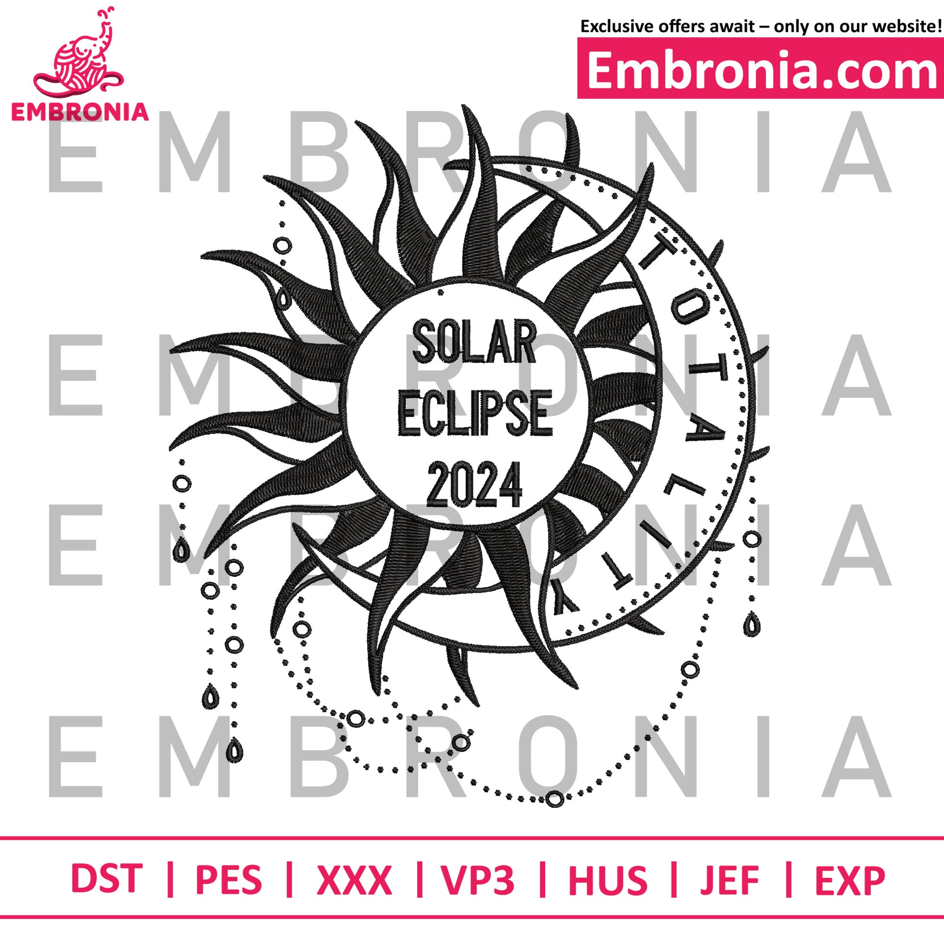 Solar eclipse embroidery