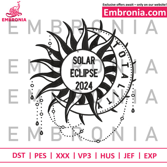 Solar eclipse embroidery