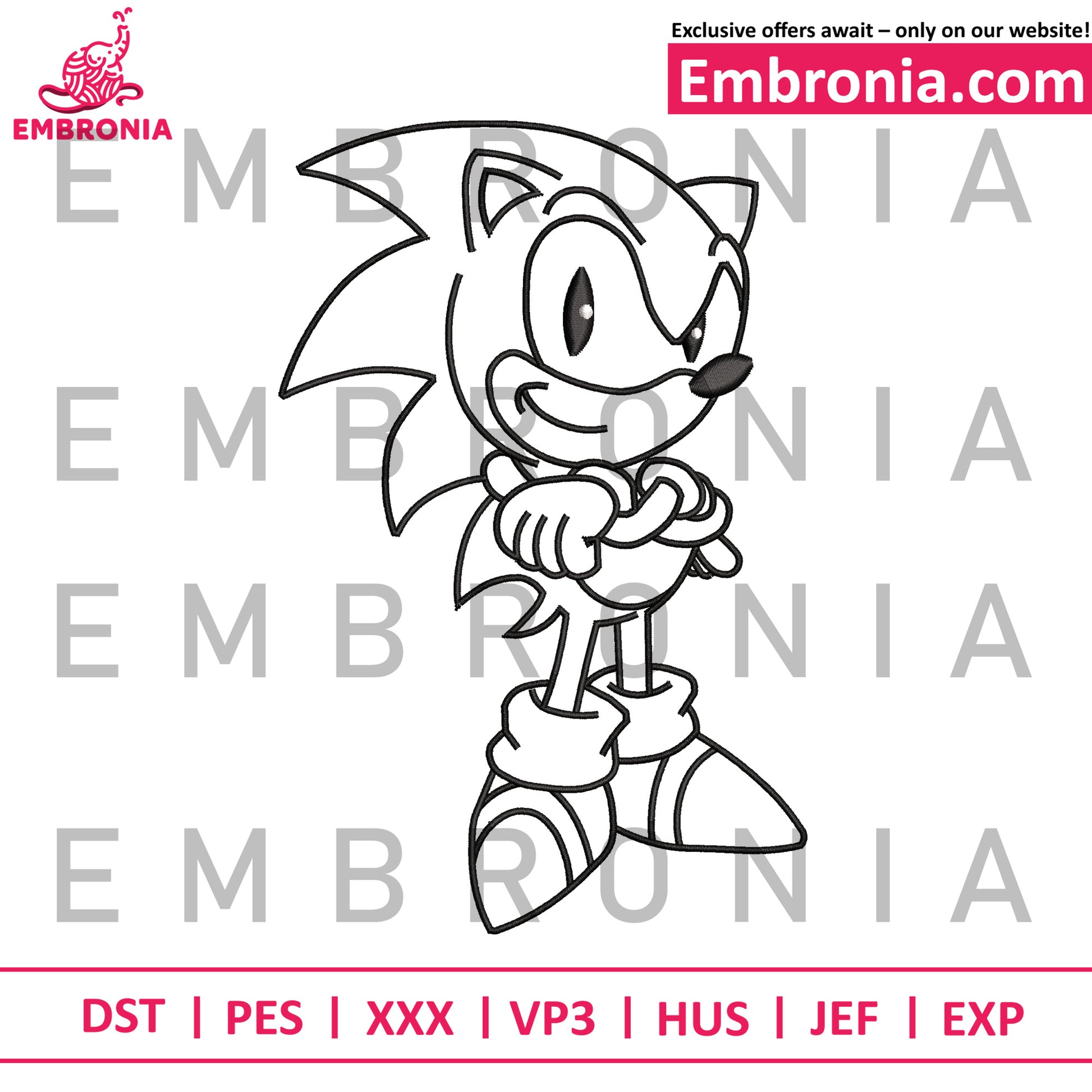 Sonic cart embroidery