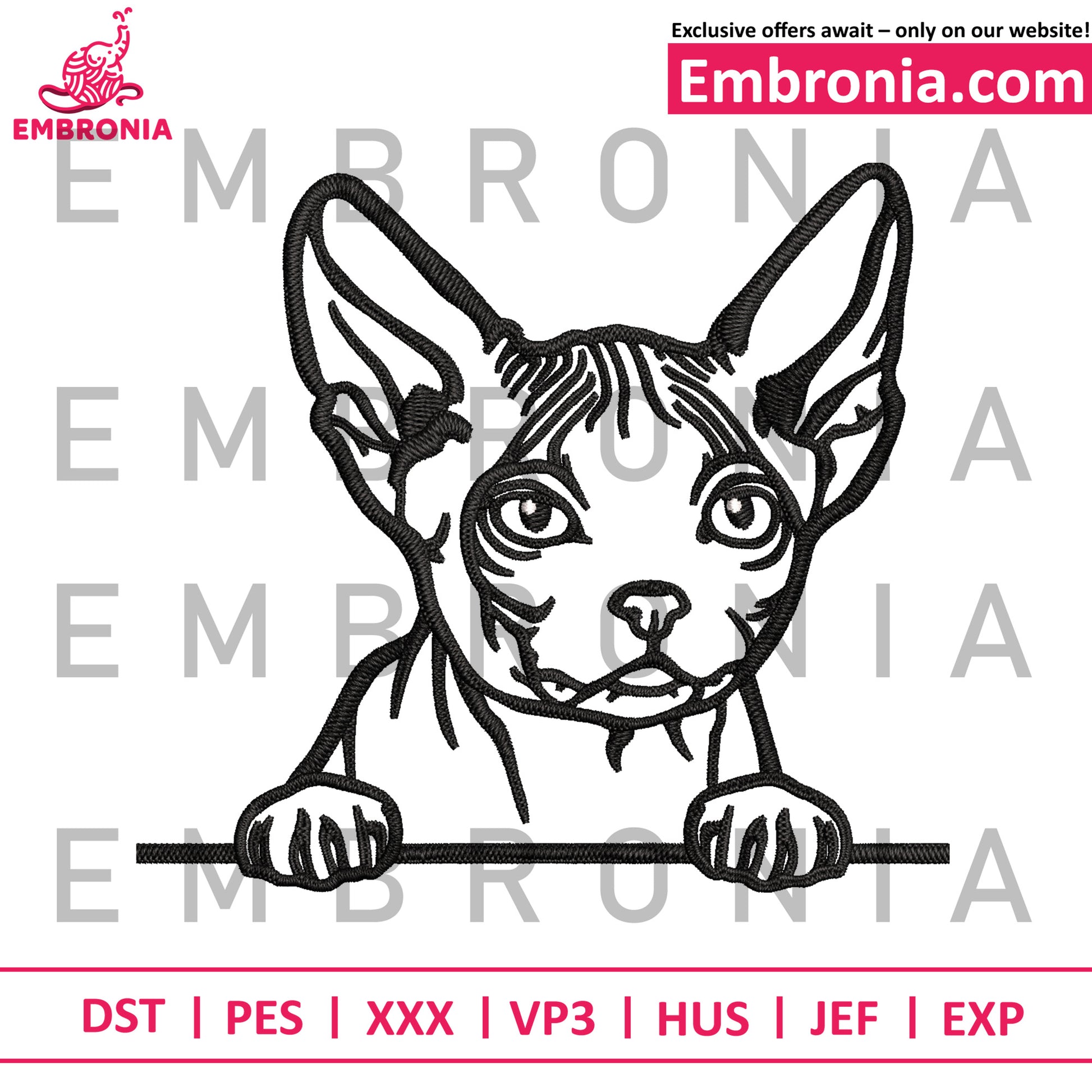 Sphynx cat embroidery