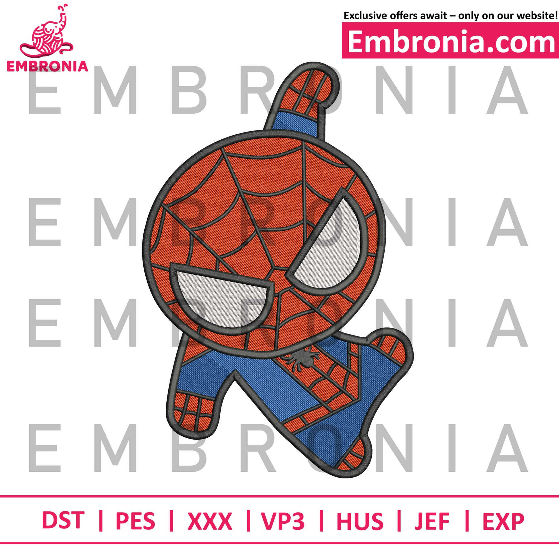Spiderman chibi embroidery