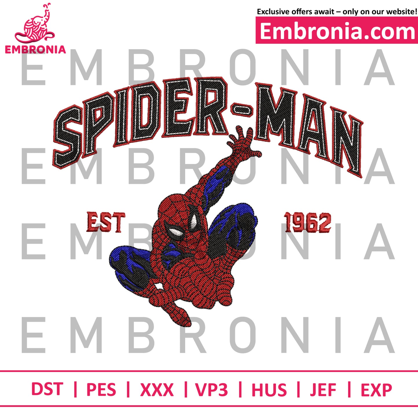 Spiderman est 1962 embroidery