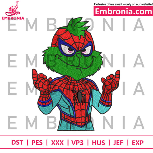 Spiderman grinch embroidery