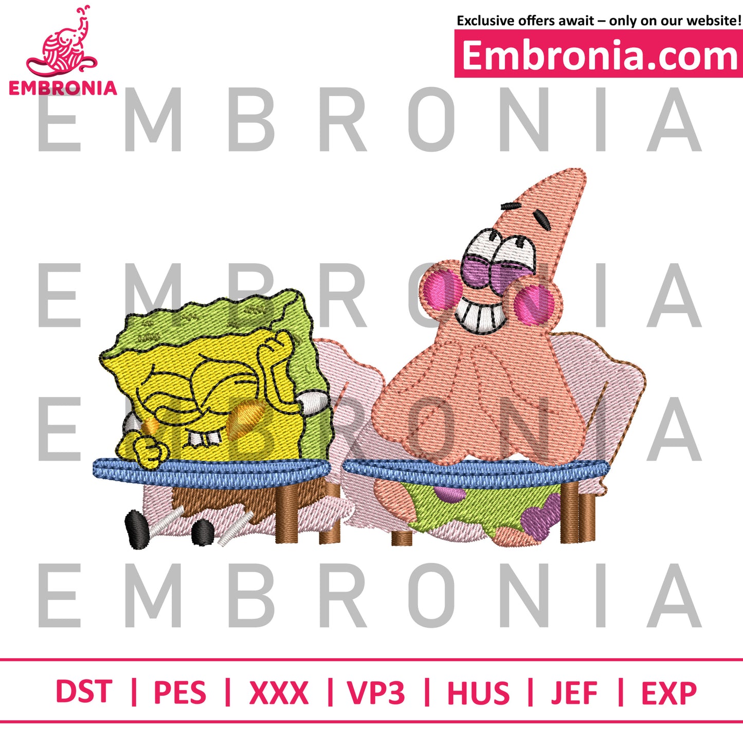Spongebob and Patrick embroidery