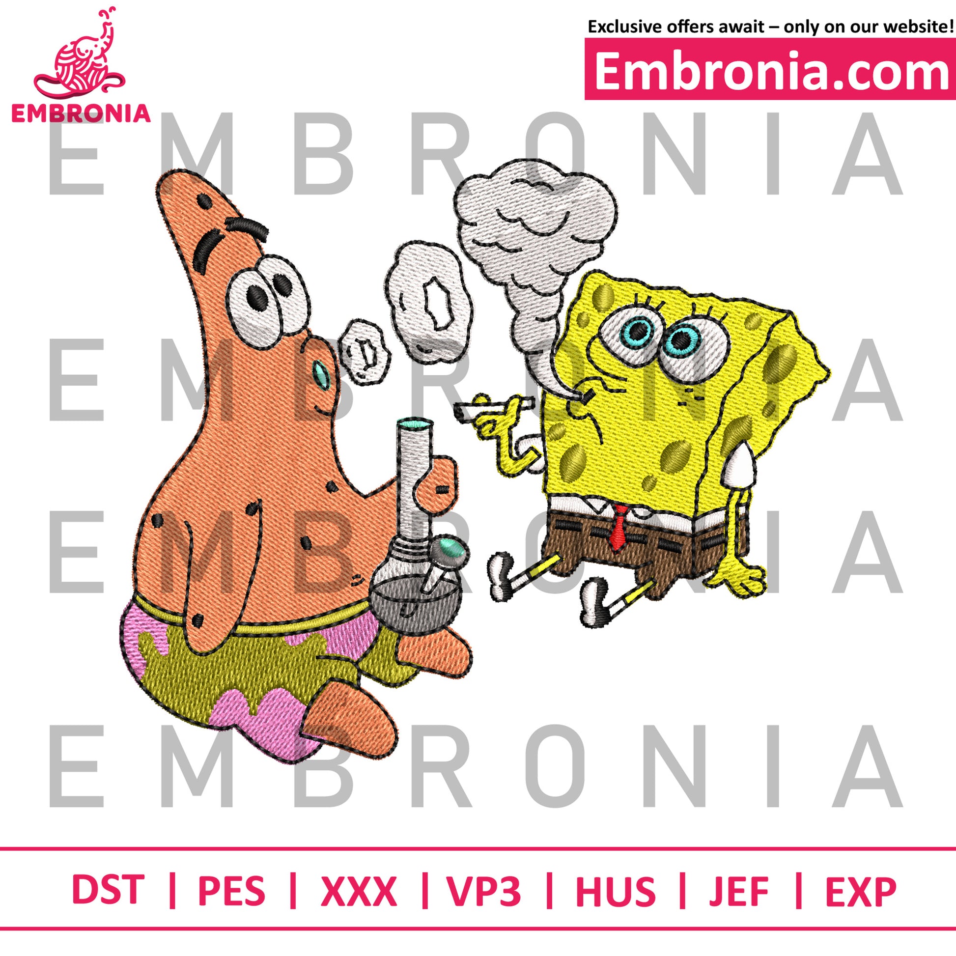 Spongebob cart embroidery