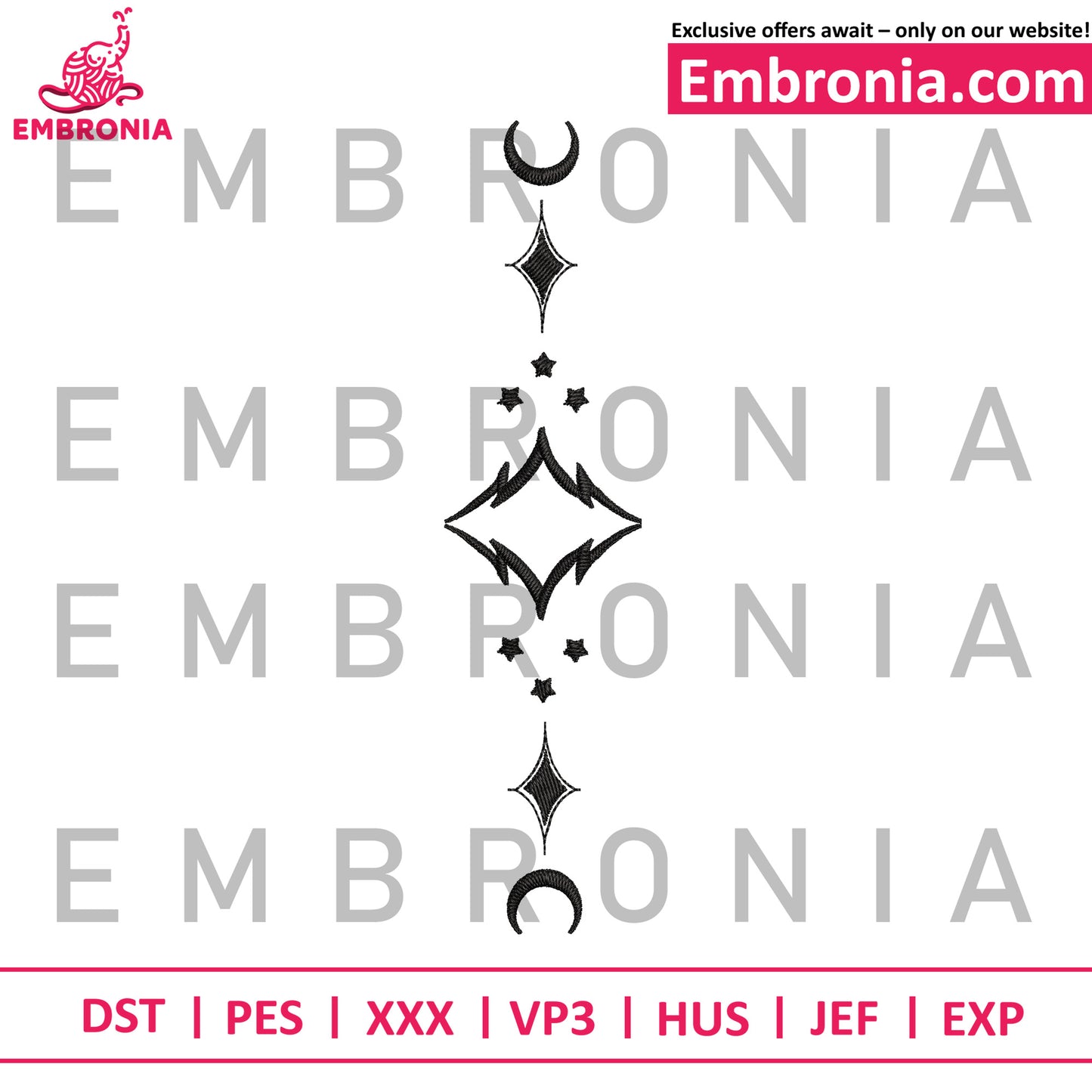 Star moon embroidery