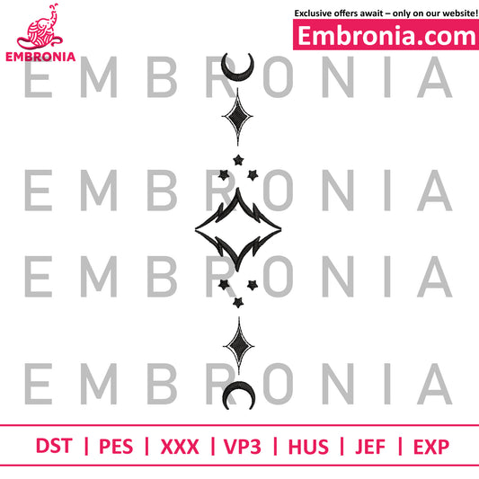 Star moon embroidery