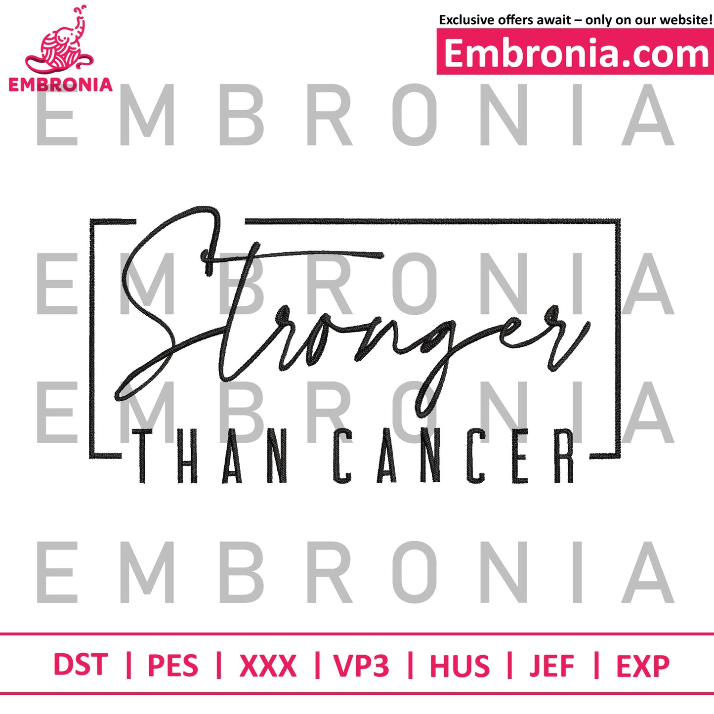 Stronger than cancer embroidery