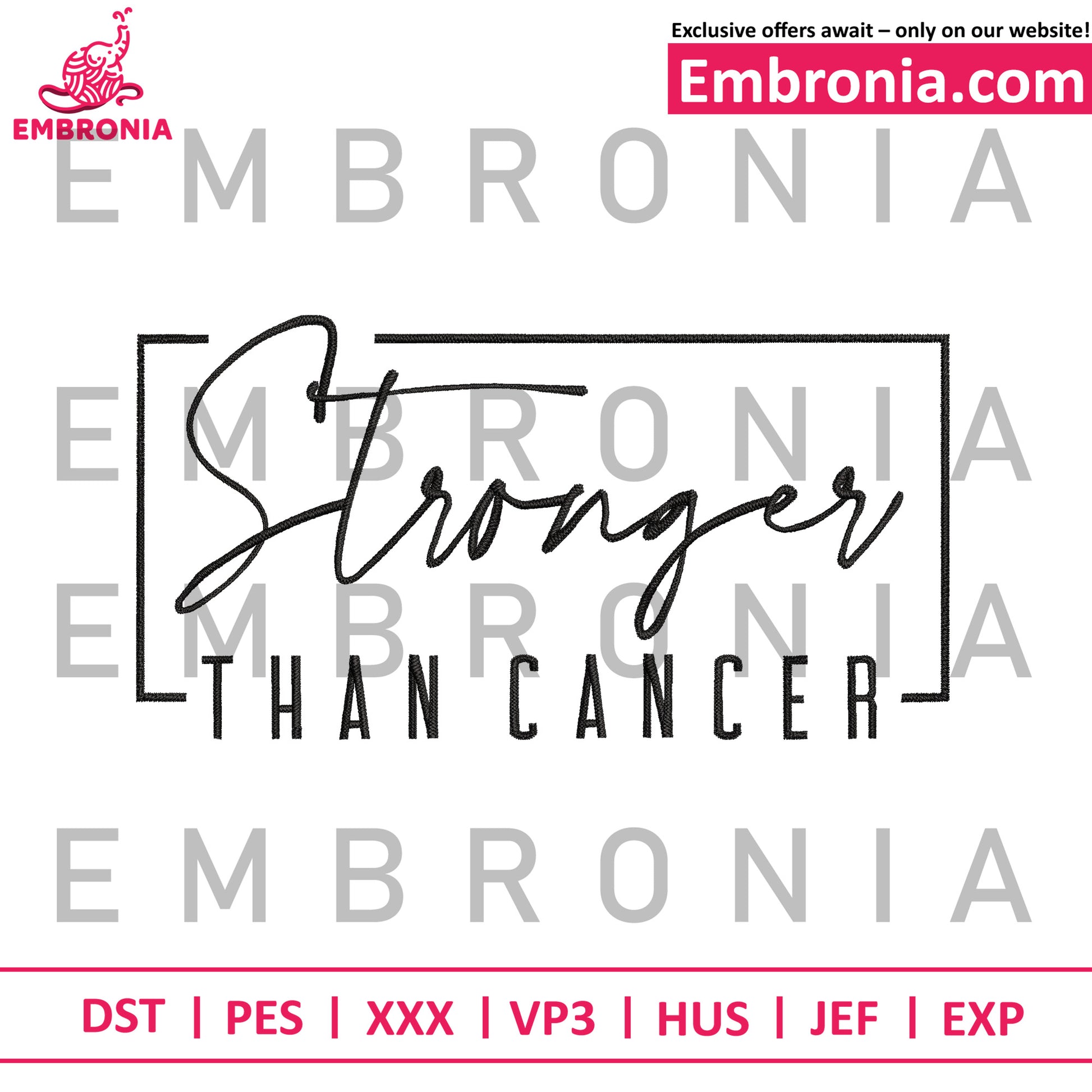 Stronger than cancer embroidery
