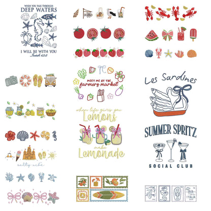 Summer Embroidery Designs bundle, Summer Beach design