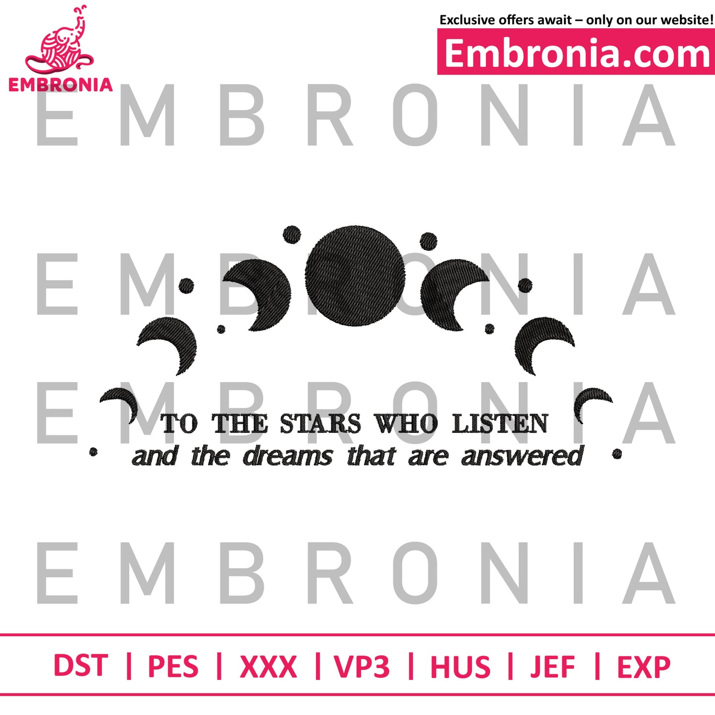 Sun and moon embroidery