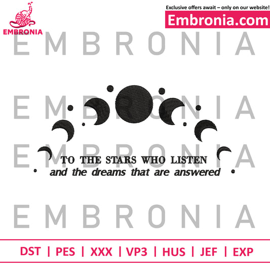 Sun and moon embroidery