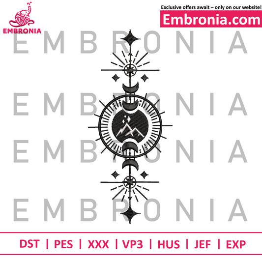 Sun moon design embroidery