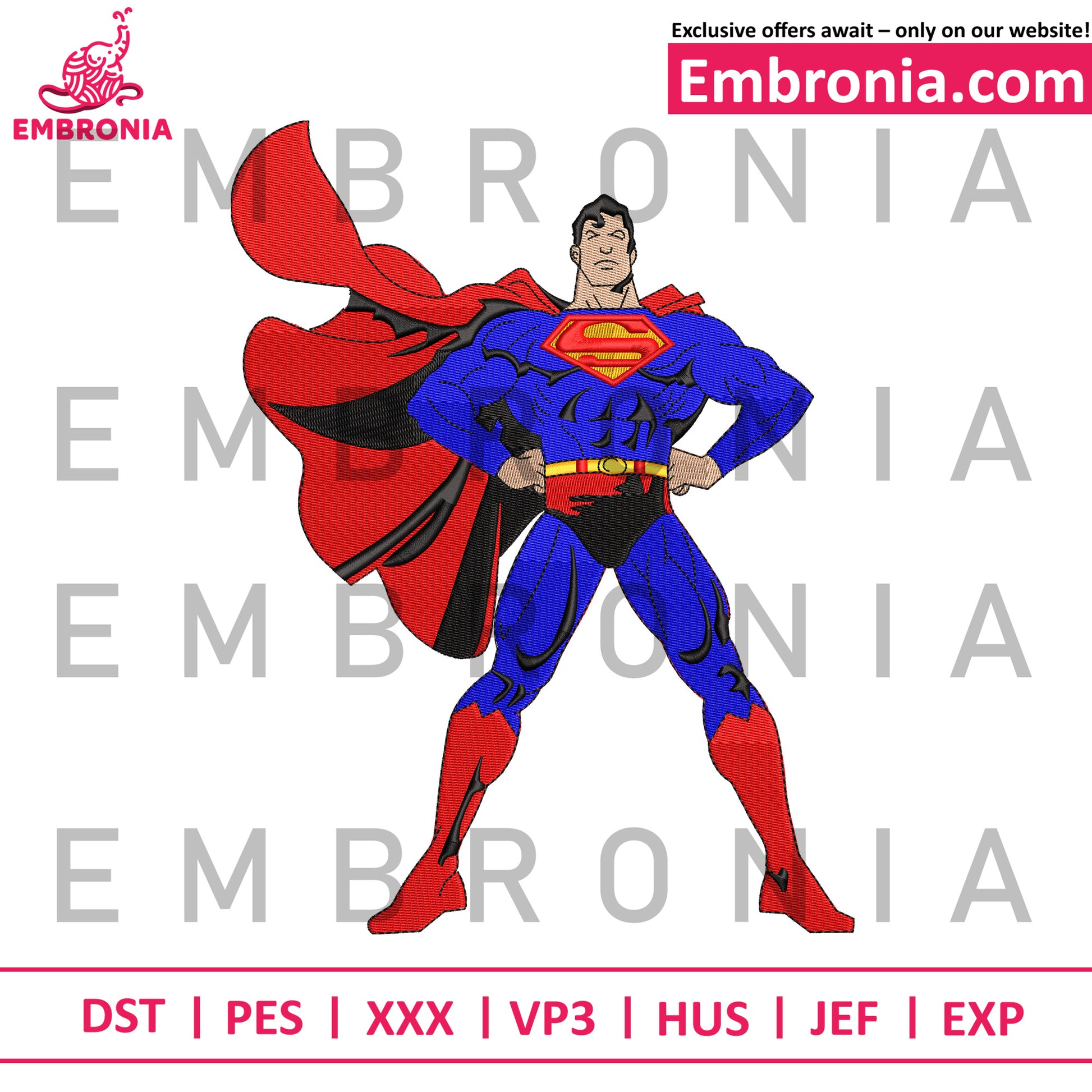 Superman logo embroidery