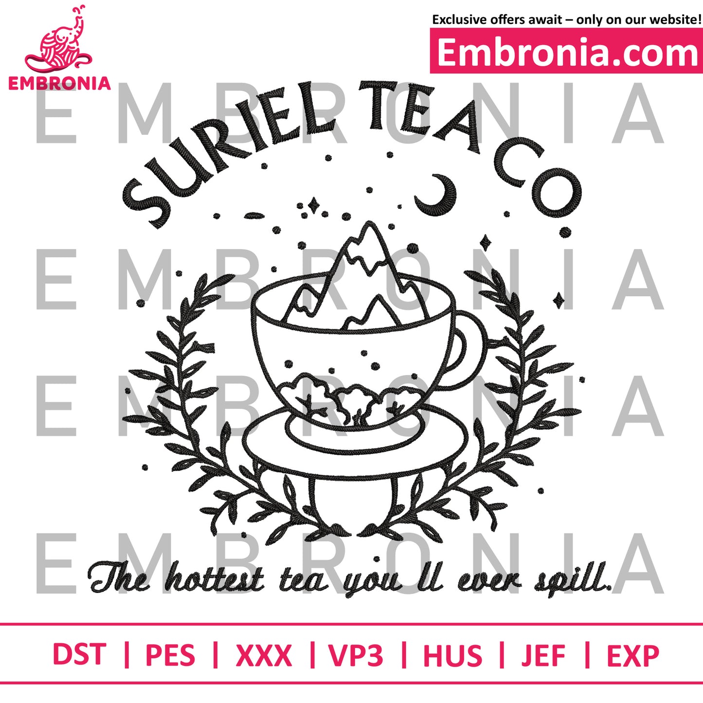 Suriel tea co embroidery