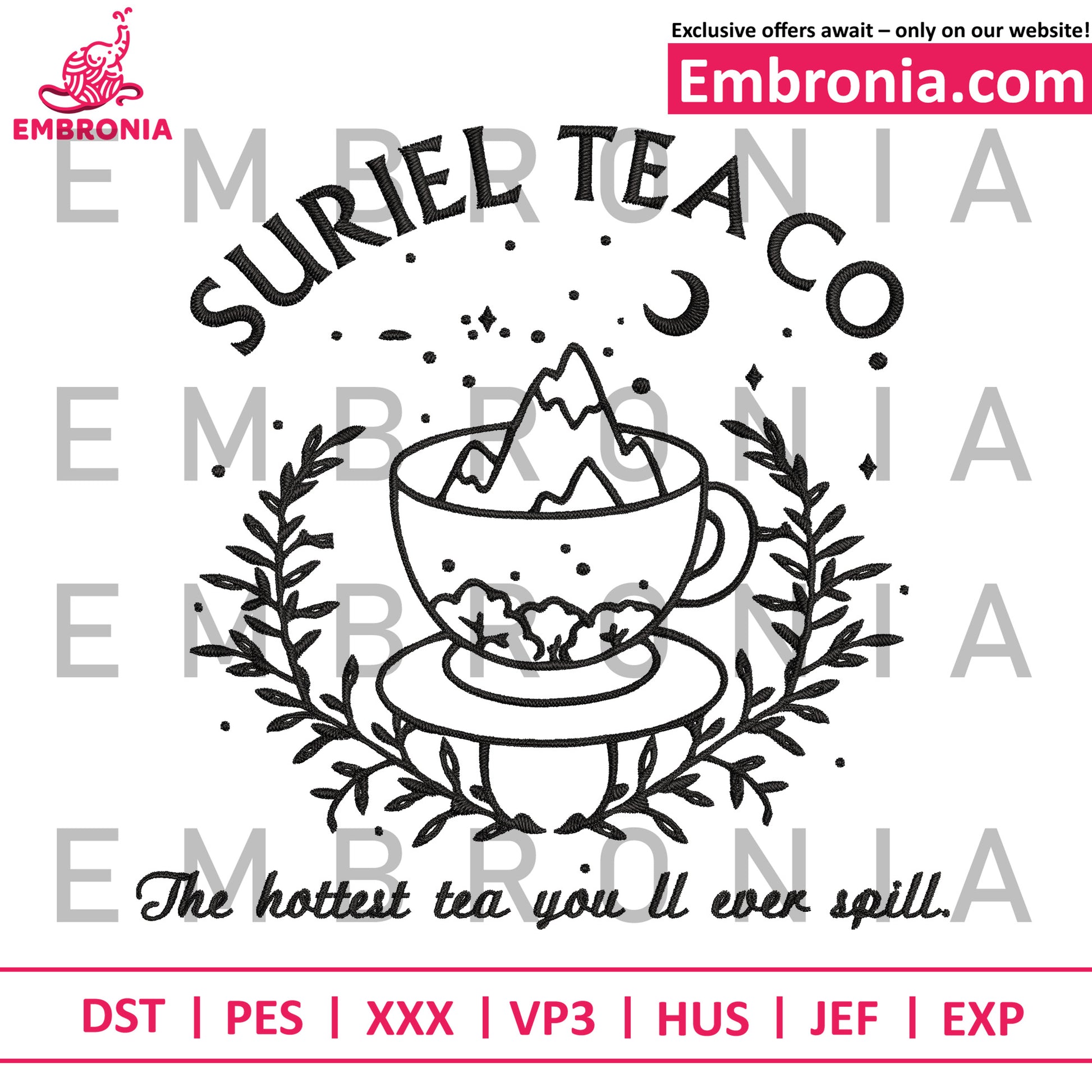 Suriel tea co embroidery