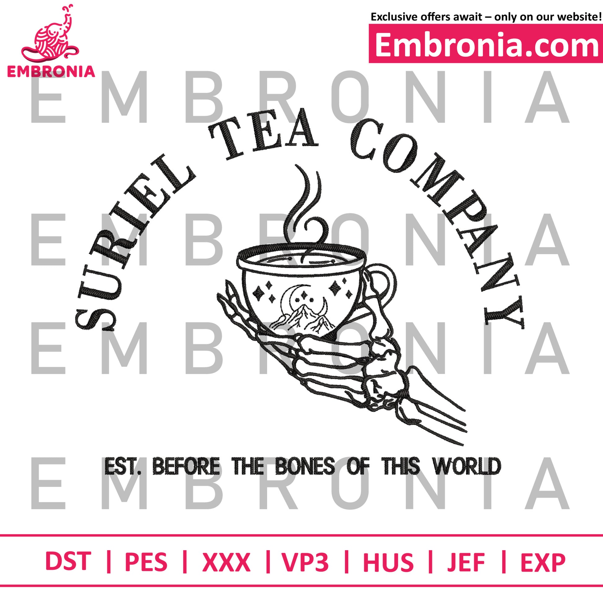 Suriel tea company embroidery