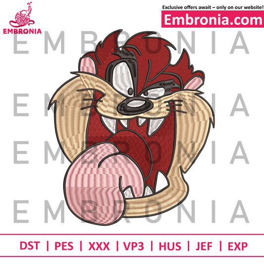 Tasmanian Devil face embroidery