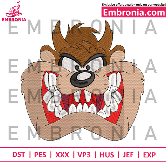 Taz-Mania face embroidery