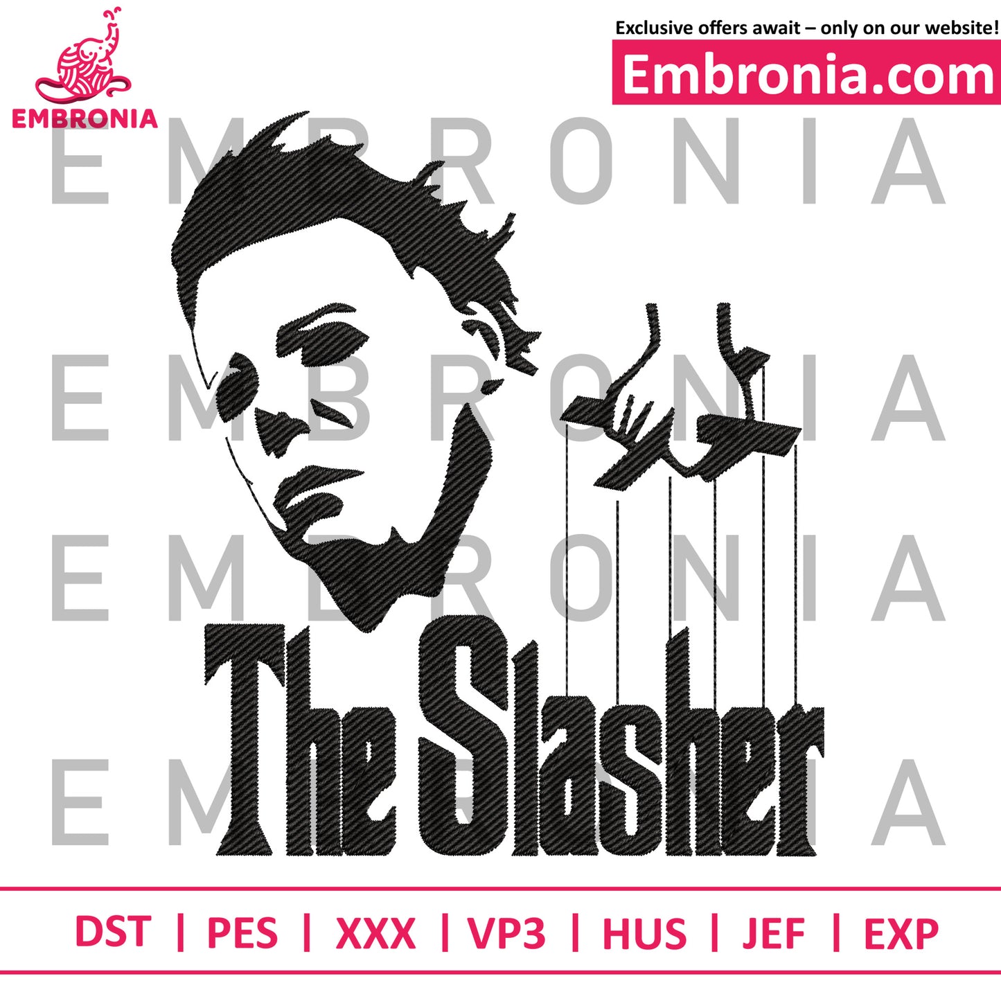The slasher embroidery design, killers embroidery, horror characters embroidery