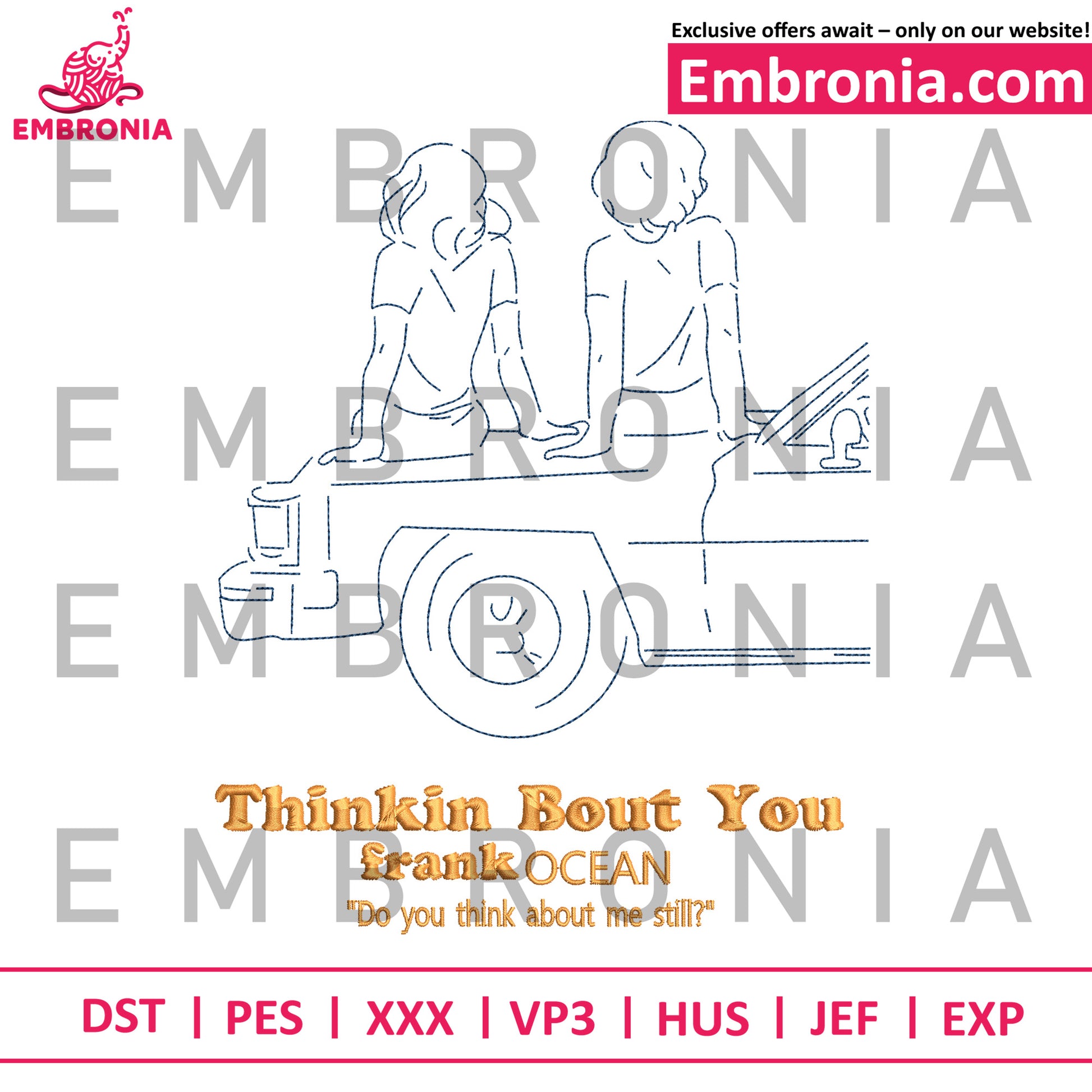 Thinking about you embroidery