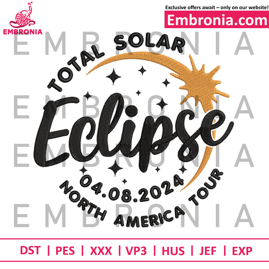 Total solar eclipse 2024 embroidery