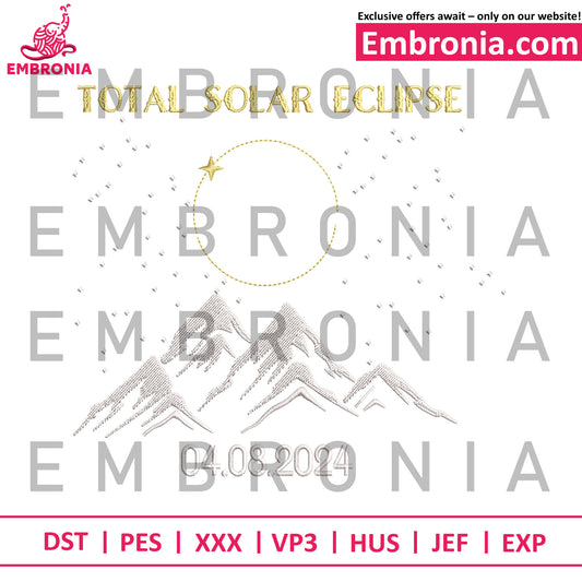 Total solar eclipse embroidery