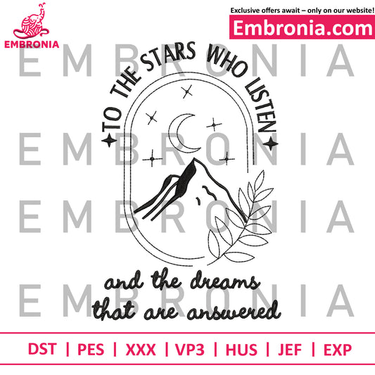 To the stars embroidery