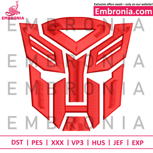 Transformers red face embroidery