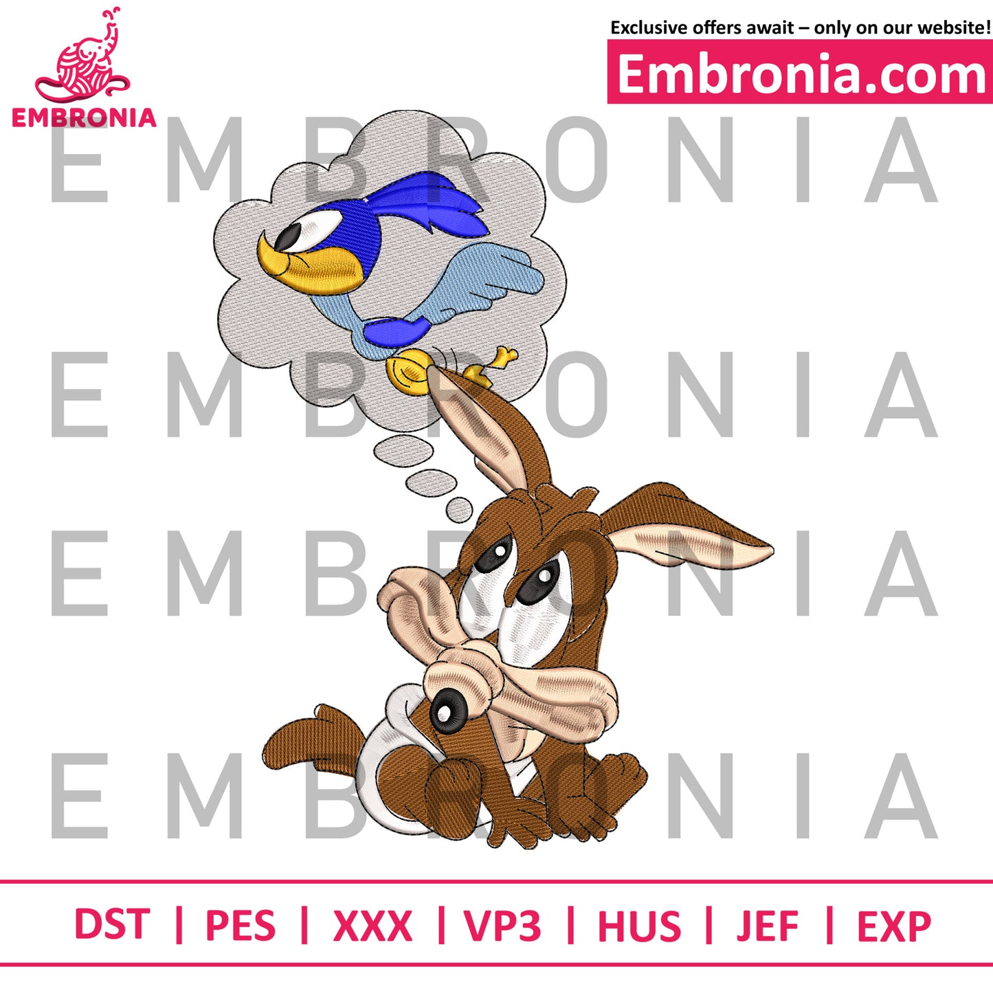 Wile E. Coyote baby embroidery