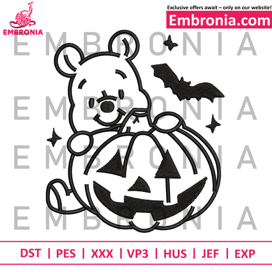 Winnie pooh pumpkin embroidery