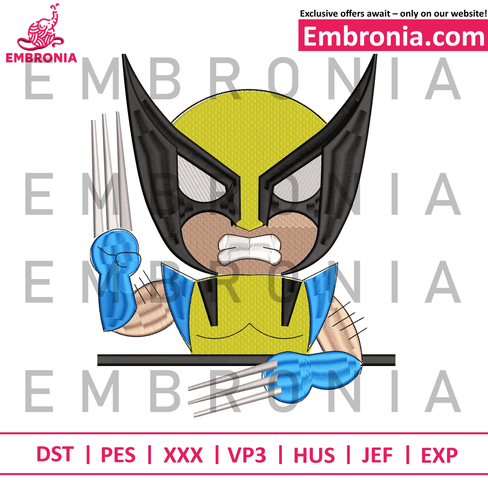 Wolverine chibi embroidery