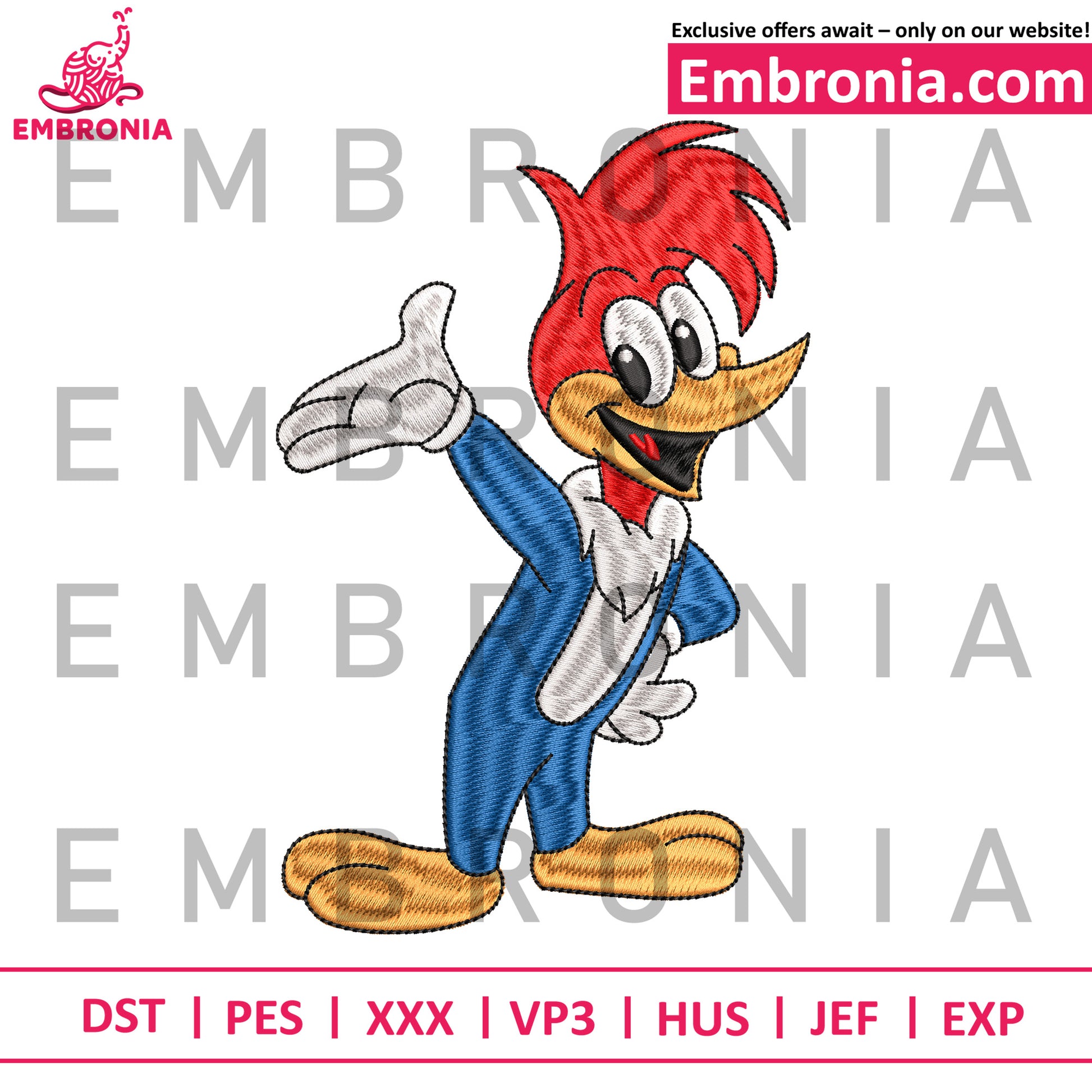 Woody chicken embroidery