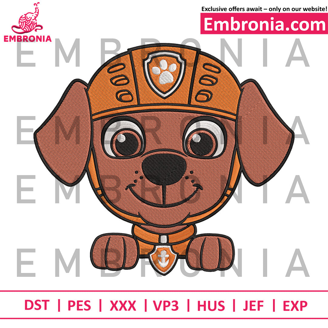 Zuma dog embroidery, paw patrol embroidery, cute dog embroidery