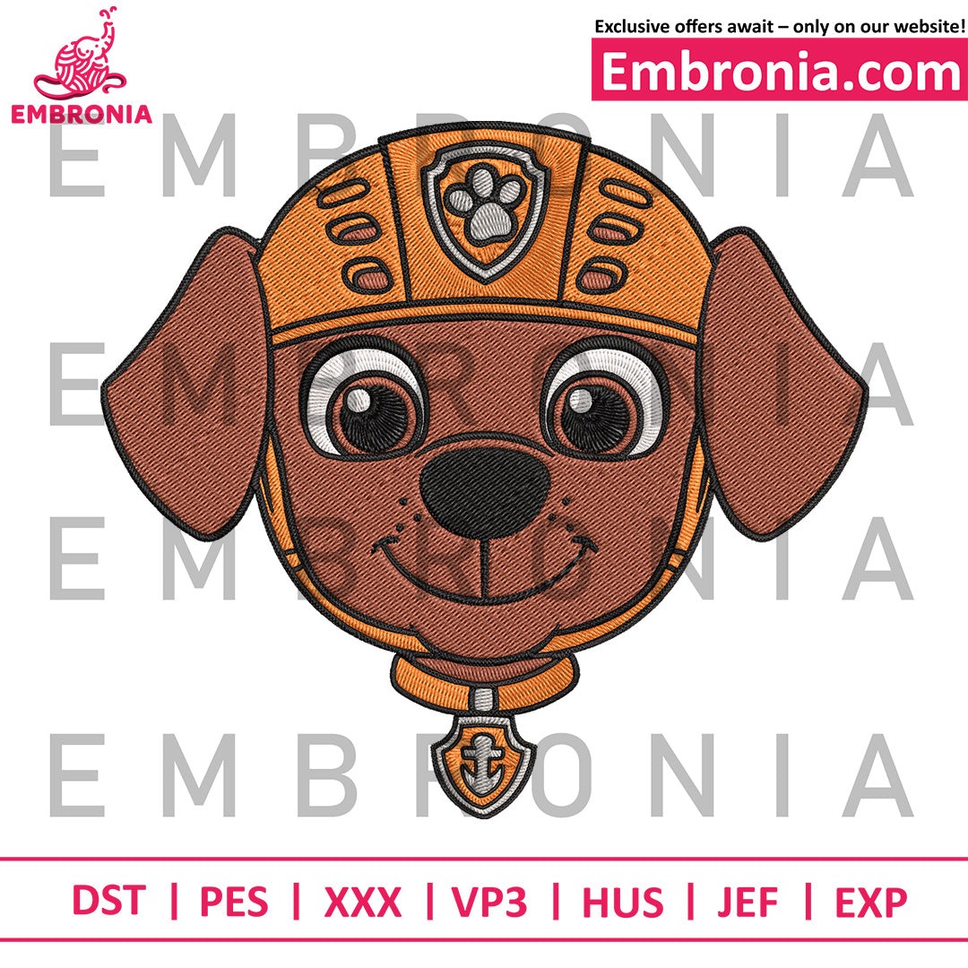 Zuma dog head embroidery