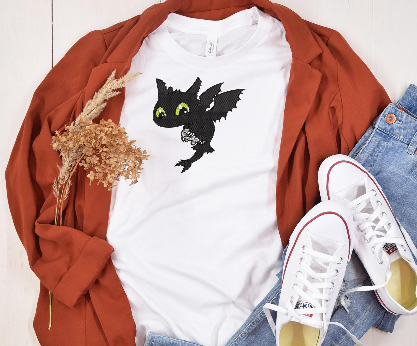 Toothless Dragon Embroidery Bundle, couple dragons toothless and Light Fury