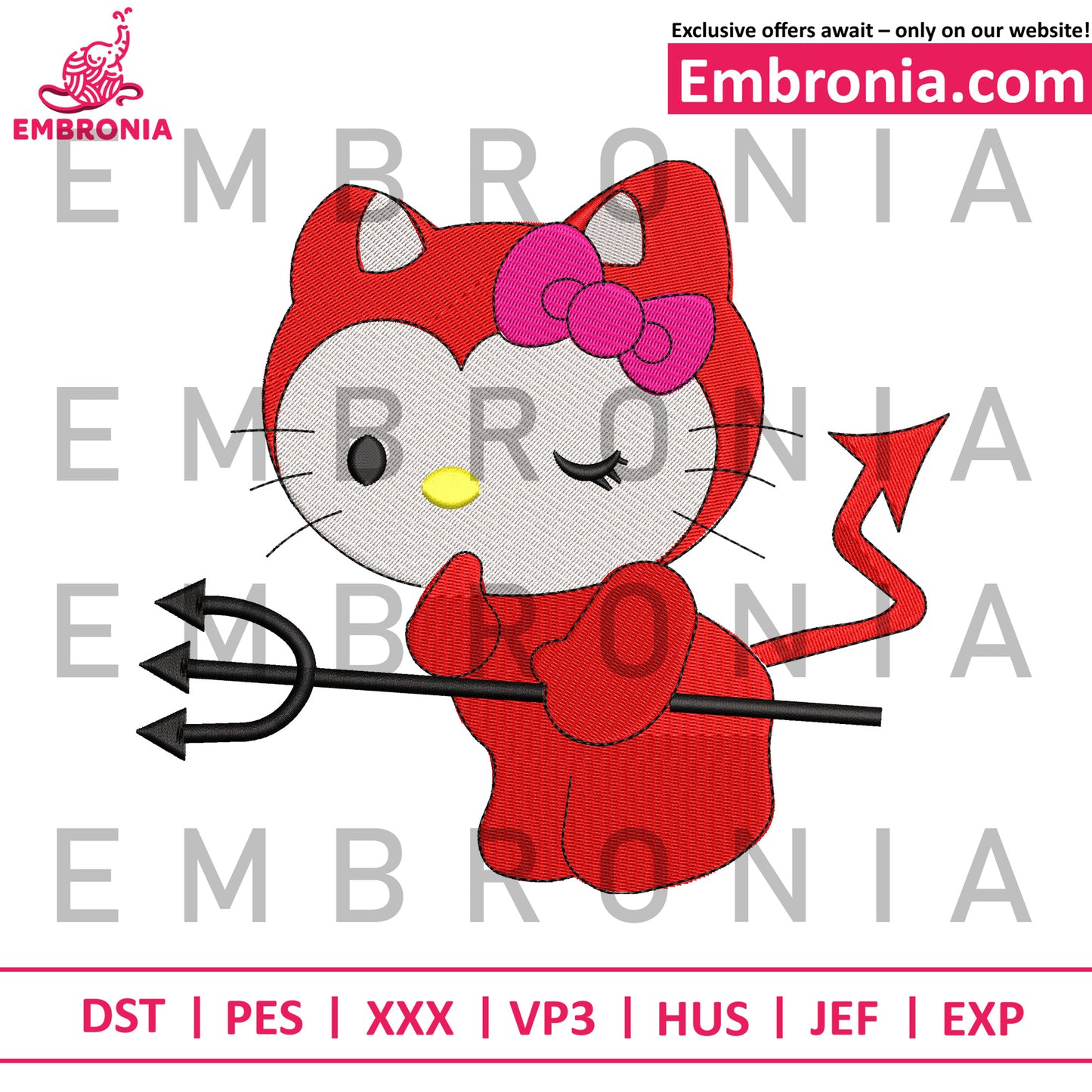 hello kitty devil embroidery