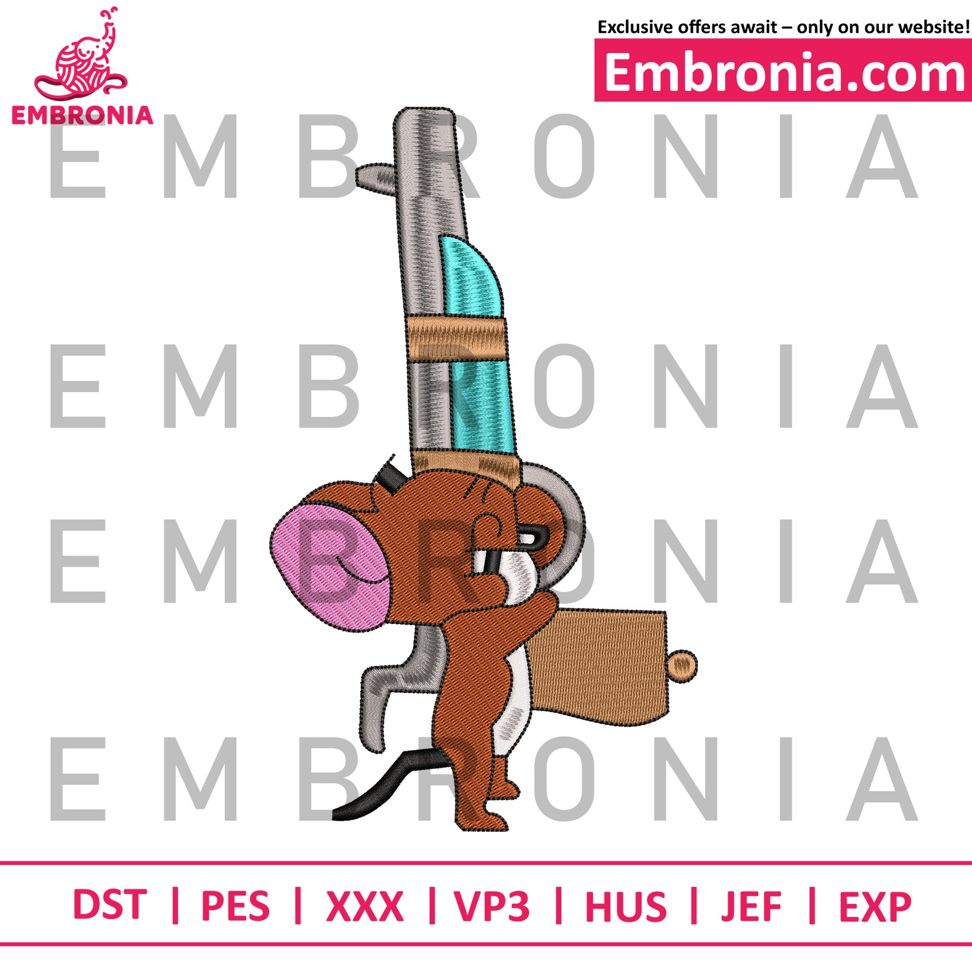 Jerry cartoon embroidery