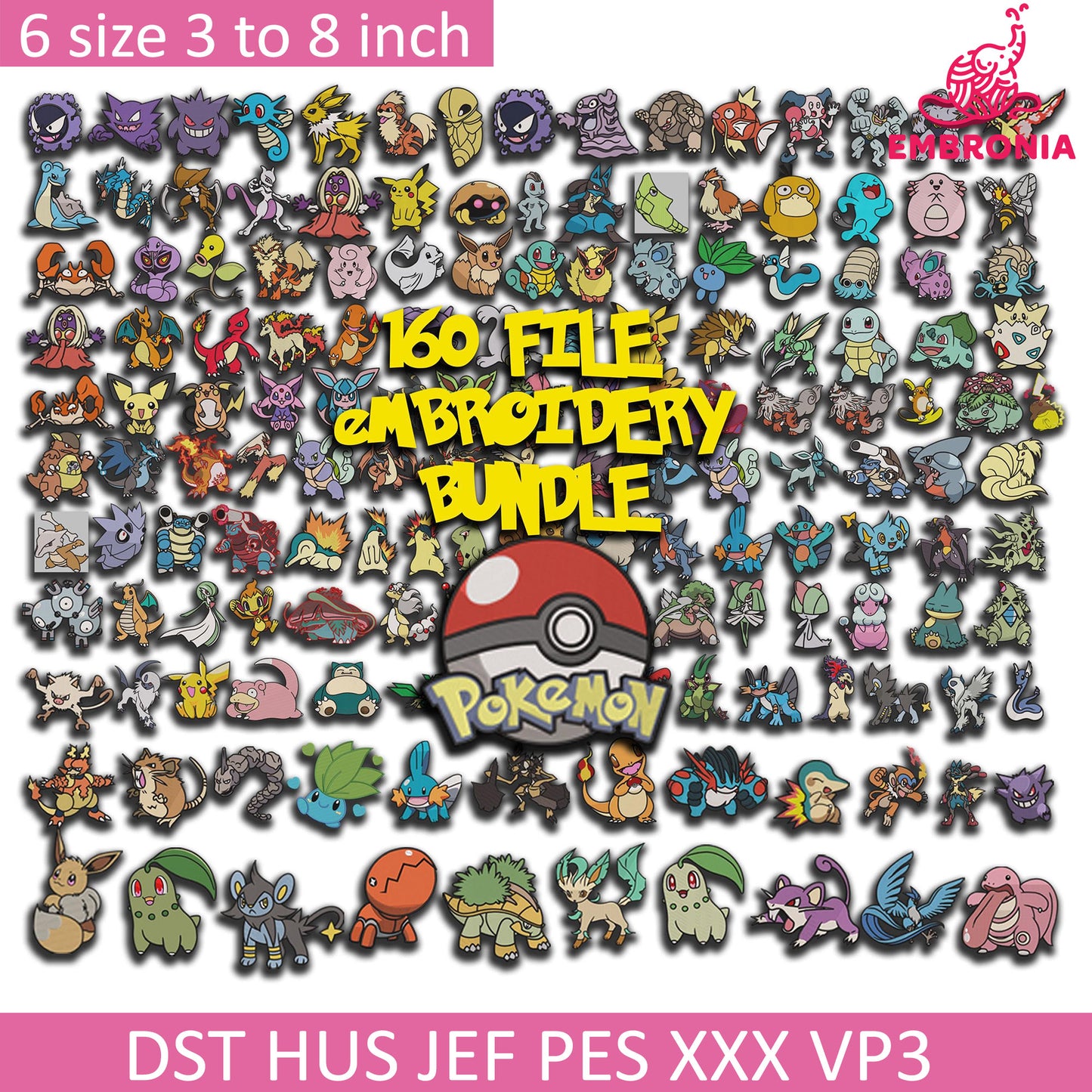 Pokemon Embroidery Designs Bundle, Pokemon bundle Design