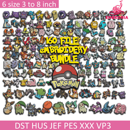Pokemon Embroidery Designs Bundle, Pokemon bundle Design